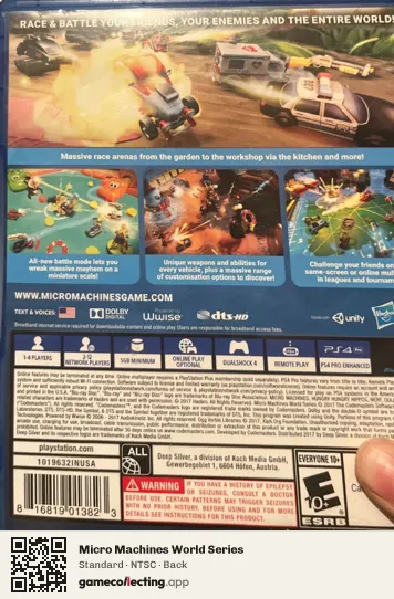 Micro Machines World Series PlayStation 4, NTSC box back