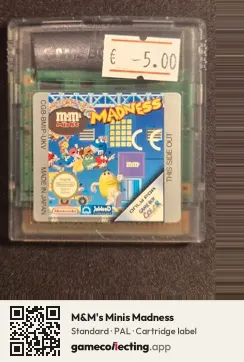 M&M's Minis Madness Game Boy Color, PAL cartridge label