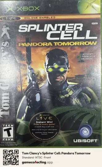 Tom Clancy's Splinter Cell: Pandora Tomorrow Xbox, NTSC box front