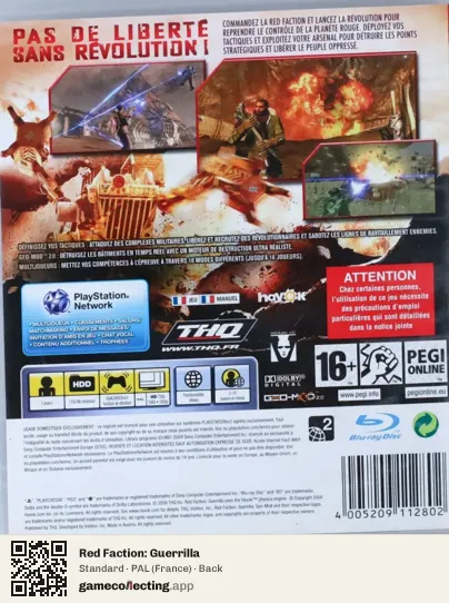 Red Faction: Guerrilla PlayStation 3, France box back