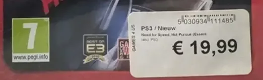 Need for Speed: Hot Pursuit, the PEGI square on its front