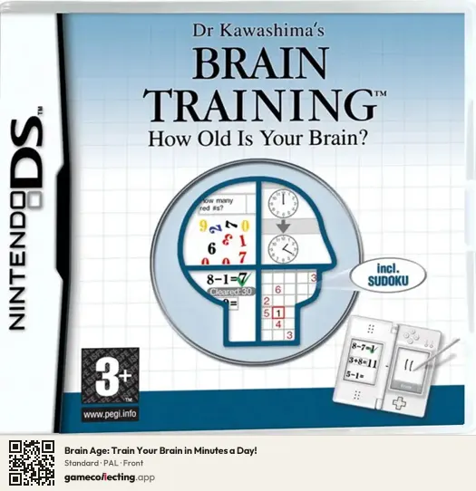 Brain Age: Train Your Brain in Minutes a Day! Nintendo DS, PAL box front