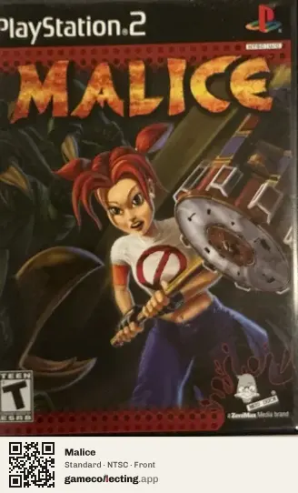 Malice PlayStation 2, NTSC box front