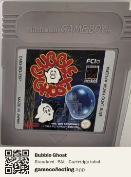 Bubble Ghost Game Boy, PAL cartridge label