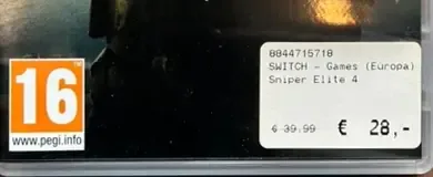 Sniper Elite 4, the PEGI square on its front
