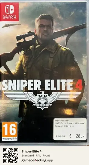 Sniper Elite 4 Nintendo Switch, PAL box front