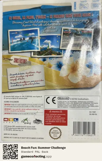 Beach Fun: Summer Challenge Nintendo Wii, PAL box back