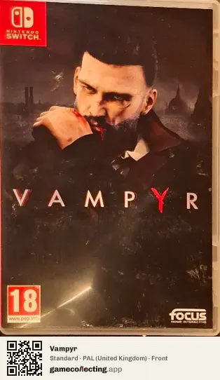 Vampyr Nintendo Switch, United Kingdom box front