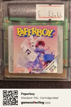 Paperboy Game Boy Color, PAL cartridge label