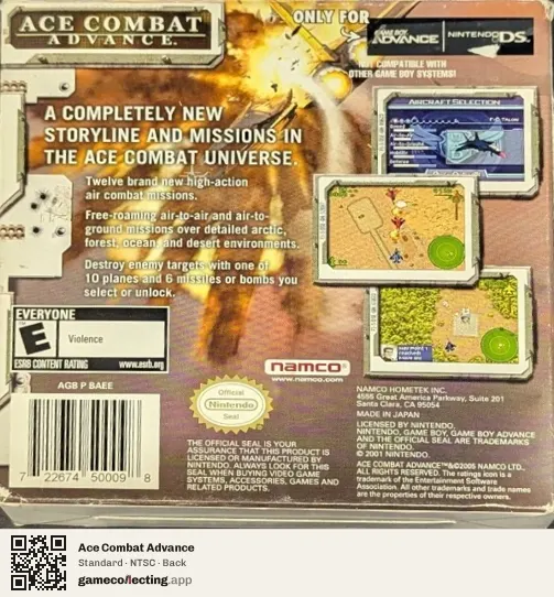 Ace Combat Advance Game Boy Advance, NTSC box back