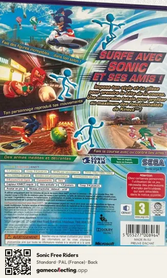 Sonic Free Riders Xbox 360, France box back