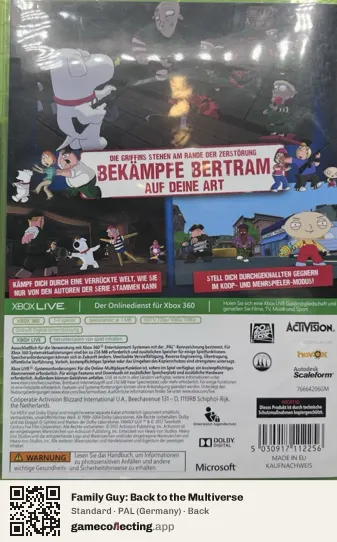 Family Guy: Back to the Multiverse Xbox 360, Germany box back
