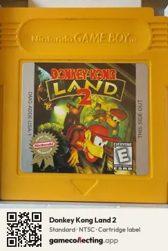 Donkey Kong Land 2 Game Boy, NTSC cartridge label