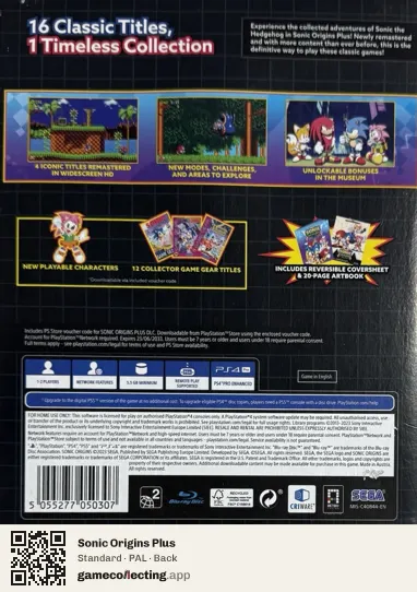 Sonic Origins Plus PlayStation 4, PAL box back