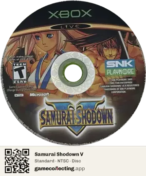 Samurai Shodown V Xbox, NTSC disc
