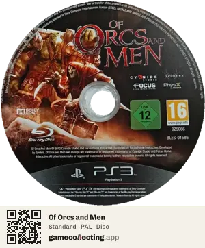 Of Orcs and Men PlayStation 3, PAL disc