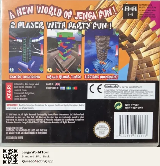 Jenga World Tour Nintendo DS, PAL box back