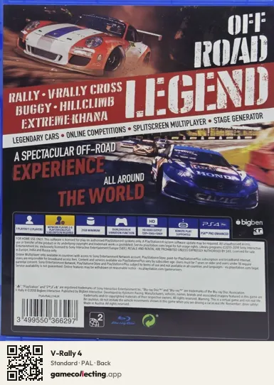 V-Rally 4 PlayStation 4, PAL box back