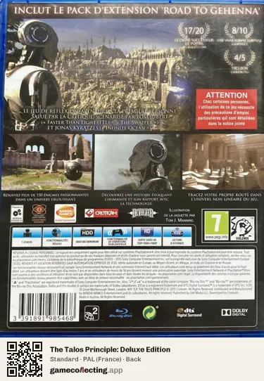 The Talos Principle: Deluxe Edition PlayStation 4, France box back