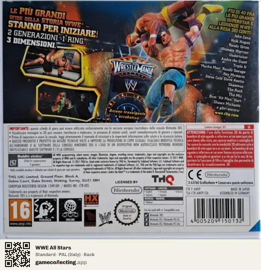 WWE All Stars Nintendo 3DS, Italy box back