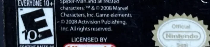 Spider-Man: Web of Shadows, the ESRB box on its front
