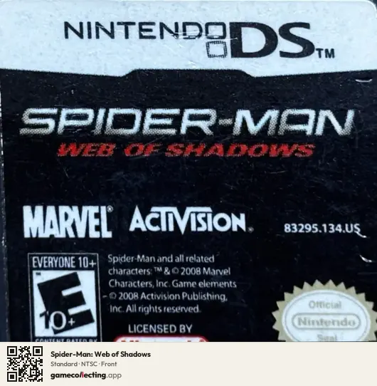 Spider-Man: Web of Shadows Nintendo DS, NTSC box front