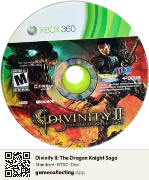 Divinity II: The Dragon Knight Saga Xbox 360, NTSC disc