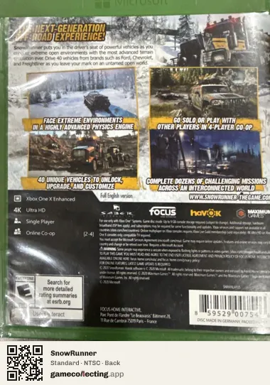 SnowRunner Xbox One, NTSC box back