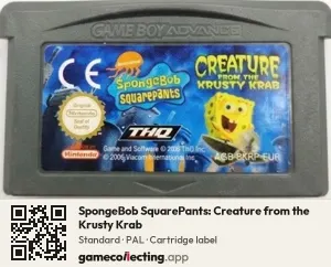 SpongeBob SquarePants: Creature from the Krusty Krab Game Boy Advance, PAL cartridge label
