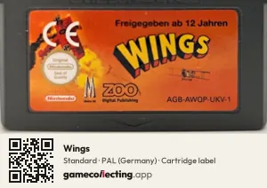 Wings Game Boy Advance, PAL cartridge label