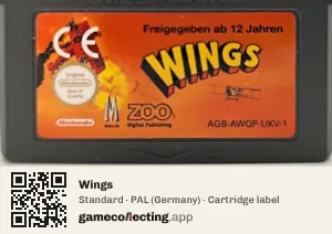 Wings Game Boy Advance, PAL cartridge label