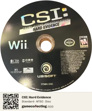 CSI: Hard Evidence Nintendo Wii, NTSC disc