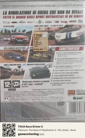TOCA Race Driver 2 PlayStation 2, Italy box back