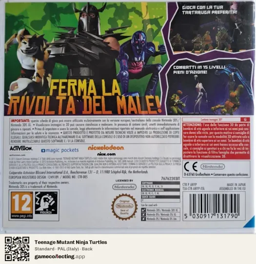 Teenage Mutant Ninja Turtles Nintendo 3DS, Italy box back