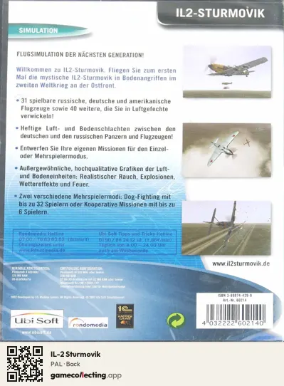 IL-2 Sturmovik Computer, PAL box back