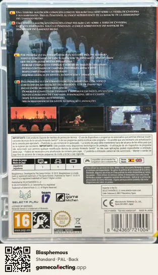 Blasphemous Nintendo Switch, PAL box back