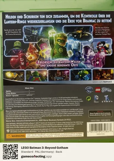 LEGO Batman 3: Beyond Gotham Xbox One, Germany box back