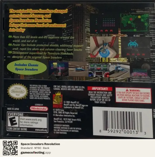 Space Invaders Revolution Nintendo DS, NTSC box back