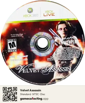 Velvet Assassin Xbox 360, NTSC disc