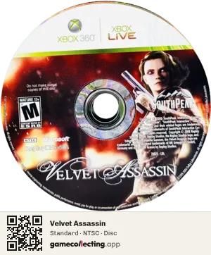 Velvet Assassin Xbox 360, NTSC disc
