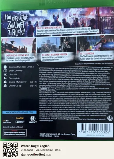 Watch Dogs: Legion Xbox One, Germany box back