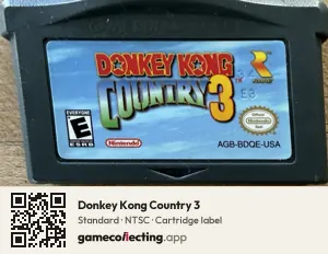 Donkey Kong Country 3 Game Boy Advance, NTSC cartridge label