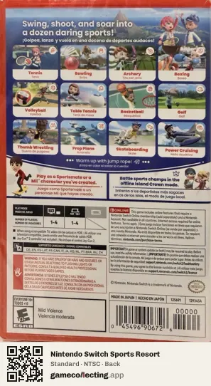 Nintendo Switch Sports Resort Nintendo Switch 2, NTSC box back