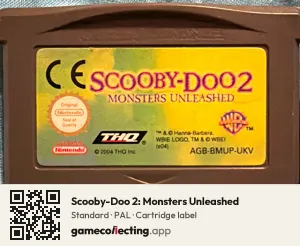 Scooby-Doo 2: Monsters Unleashed Game Boy Advance, PAL cartridge label