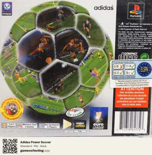 Adidas Power Soccer PlayStation, PAL box back