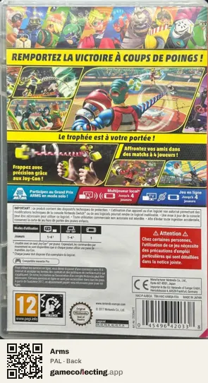 Arms Nintendo Switch, PAL box back