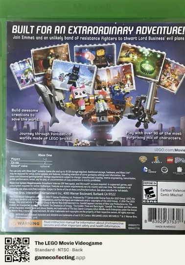 The LEGO Movie Videogame Xbox One, NTSC box back