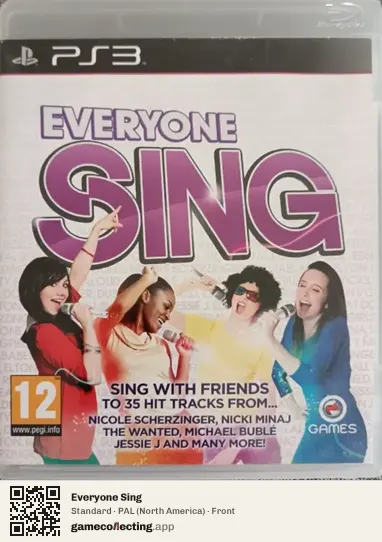 Everyone Sing PlayStation 3, North America box front