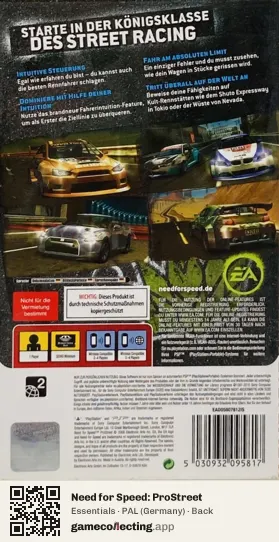 Need for Speed: ProStreet PlayStation Portable, Germany box back