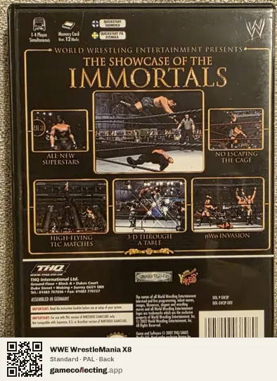 WWE WrestleMania X8 Nintendo GameCube, PAL box back